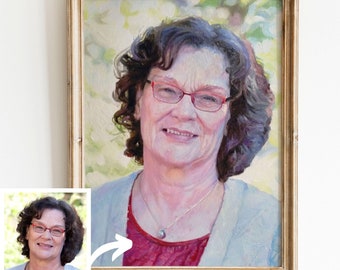 Custom memorial oil portrait on canvas, Commission oil painting from photo, Custom art, loss of mother, loss of grandma, memorial gift