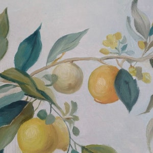 Lemon tree ORIGINAL oil painting, Still life for kitchen wall art, Neutral oil painting , Rustic Wall Art ,Vintage STYLE, gift for her 11x14 image 6