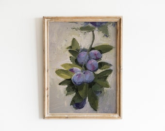 Plums ORIGINAL oil painting, Still life for kitchen wall art, Custom oil painting ,Rustic Wall Art, floral art personalized gift for her