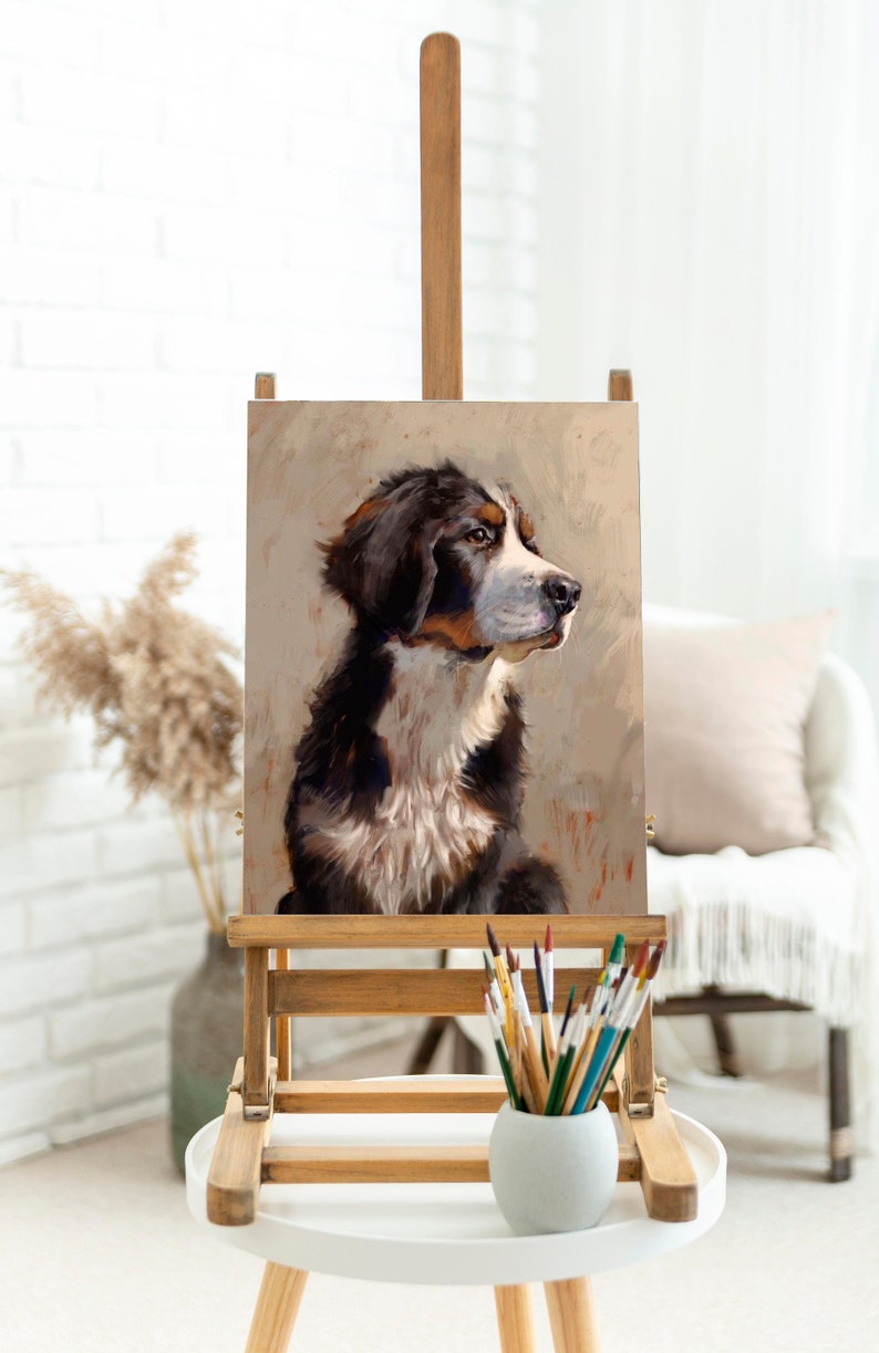 Dog Portrait on canvas, Custom painting portrait pets, Photo-to-Paint Service, Home Decor, Wall Decor, Wall Hangings, Gift for living room zdjęcie 3