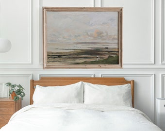 Coastal oil painting ORIGINAL, Landscape Custom oil painting on canvas, Bedroom wall decor over the bed, extra large wall art oversized Gift