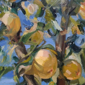 Apfelbaum Ölgemälde ORIGINAL, großes Ölgemälde, pastoses Gemälde Cottage extra große Wandkunst Original Kunst Einweihungsgeschenk Bild 7