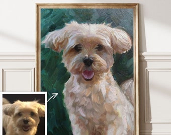 Dog Portrait on canvas, Custom painting portrait pets, Photo-to-Paint Service, Home Decor, Wall Decor, Wall Hangings, Gift for living room
