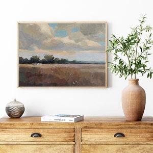 Landscape painting, Original oil painting on paper, Farmhouse painting wall art, Impasto oil painting, Room wall decor Gift for Housewarming image 4