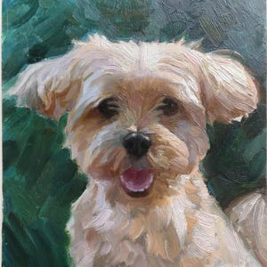 Retrato de perro al óleo personalizado a partir de una foto, Retrato personalizado de mascota, Pintura al óleo original, Regalo conmemorativo, Regalo artístico personalizado por encargo