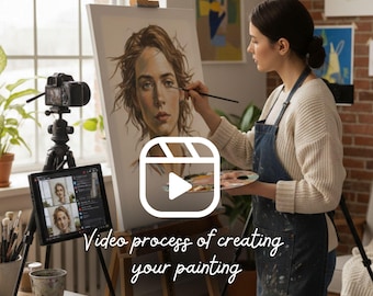 絵画制作のビデオプロセス、写真からのカスタム油絵、カスタムポートレート、クリスマスギフトのアイデア