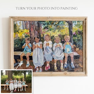Custom Family Oil Painting from Photo: Personalized Portrait Art on Canvas