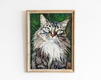 Cat portrait custom oil painting from photo, Custom pet portrait, Original oil painting, remembrance gift, personalised gift art commission