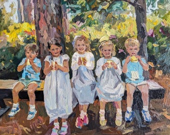 Custom Family Oil Painting from Photo: Personalized Portrait Art on Canvas