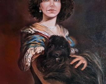 King portrait Dog custom oil painting from photo, Queen Custom pet portrait, Original oil painting, remembrance gift, personalised gift