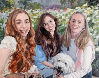 Custom Portrait Paintings, Family portrait oil painting from photo handmade & birthday gift for her gifts for mom personalized gift mother