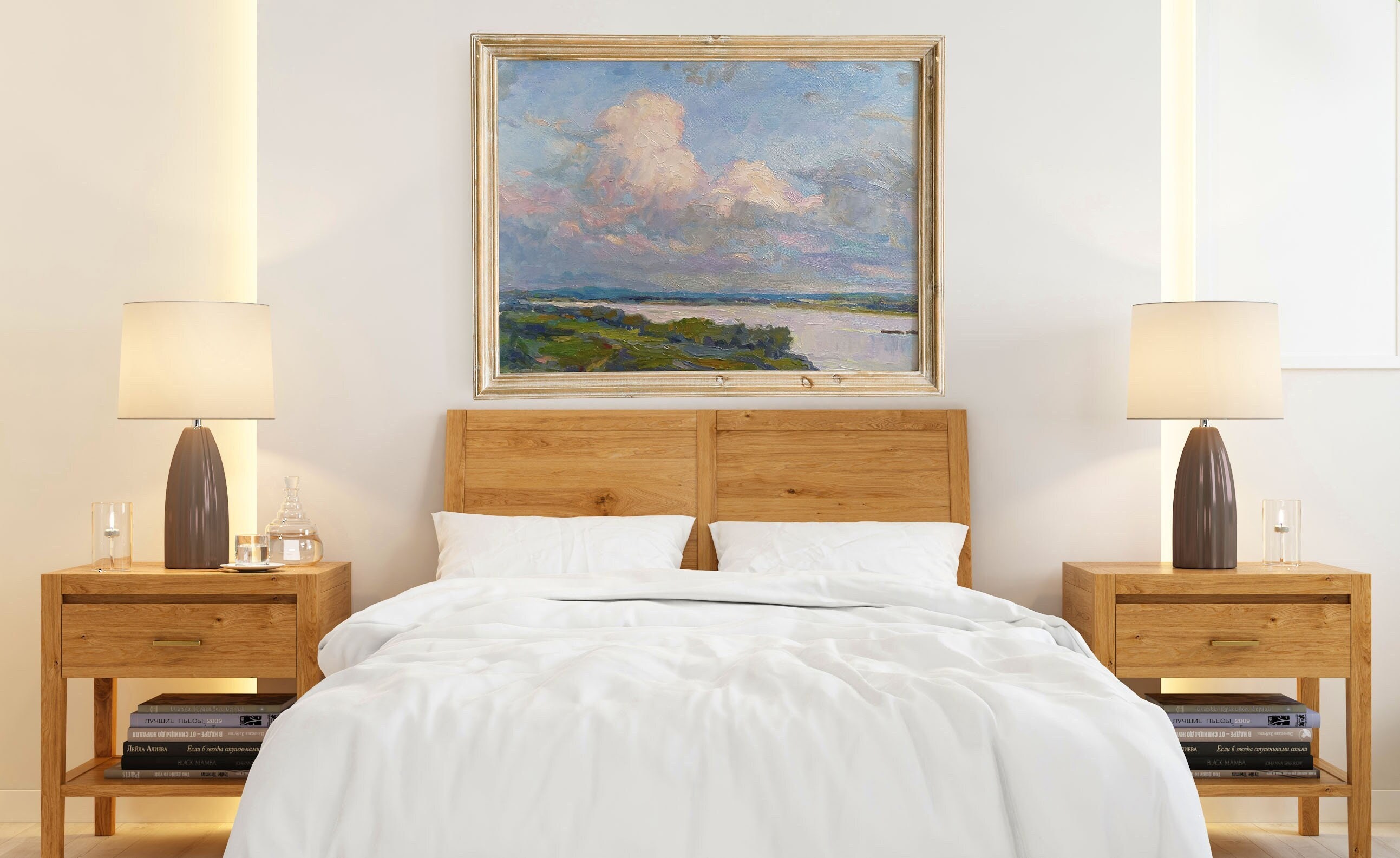 Cloud oil painting ORIGINAL, Farmhouse Custom oil painting, wall decor over the bed, extra large wall art, Landscape art, Housewarming gift