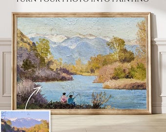 Custom ORIGINAL oil painting from photo Extra large wall art commission Family portrait Landscape painting personalized, birthday gift ideas