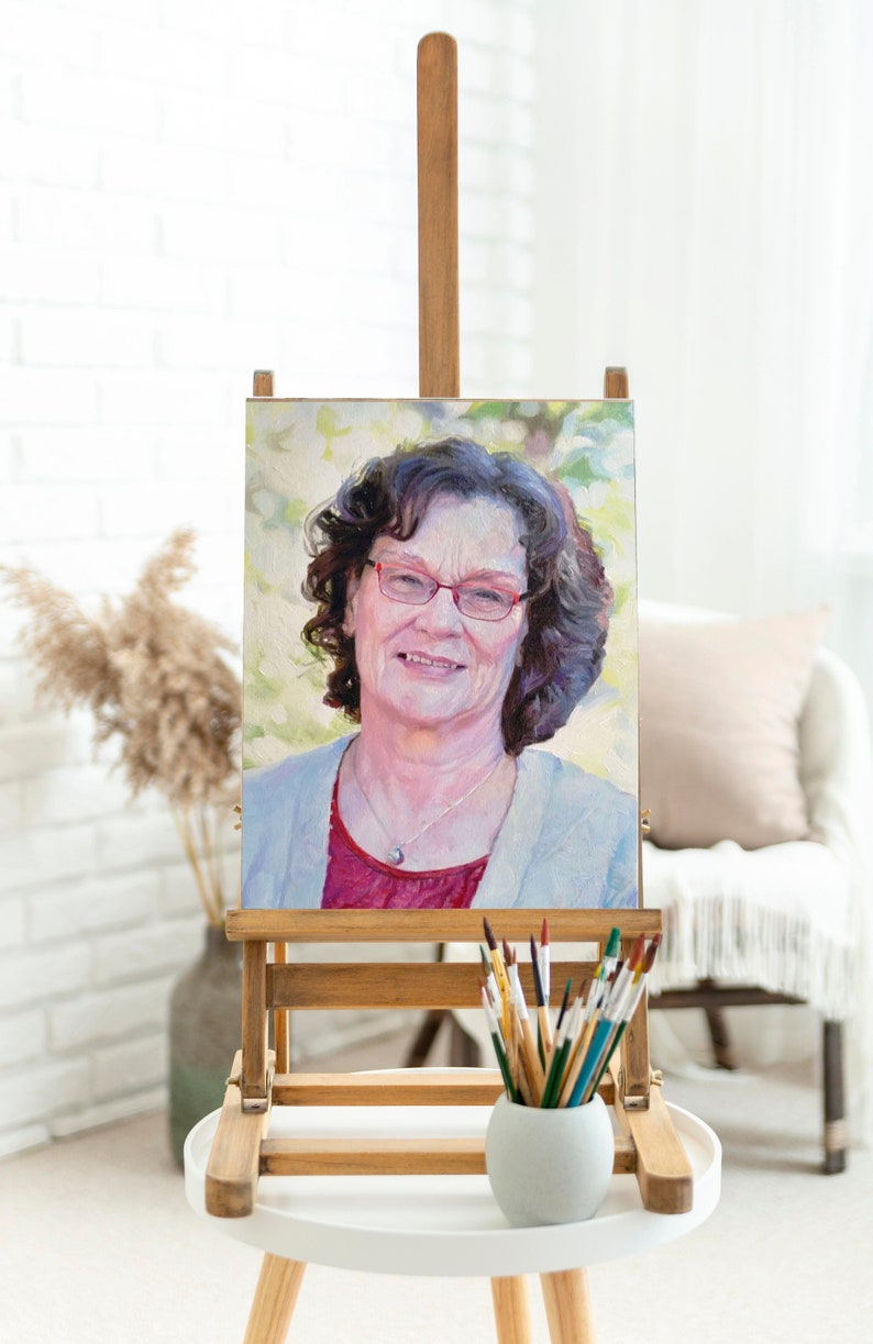 Custom memorial oil portrait on canvas, Commission oil painting from photo, Custom art, loss of mother, loss of grandma, memorial gift image 6