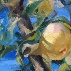 Apfelbaum Ölgemälde ORIGINAL, großes Ölgemälde, pastoses Gemälde Cottage extra große Wandkunst Original Kunst Einweihungsgeschenk Bild 8