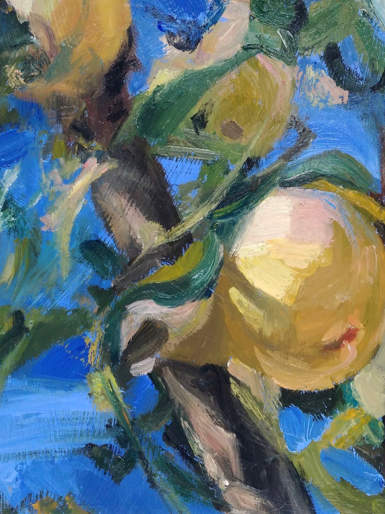 Apfelbaum Ölgemälde ORIGINAL, großes Ölgemälde, pastoses Gemälde Cottage extra große Wandkunst Original Kunst Einweihungsgeschenk Bild 8