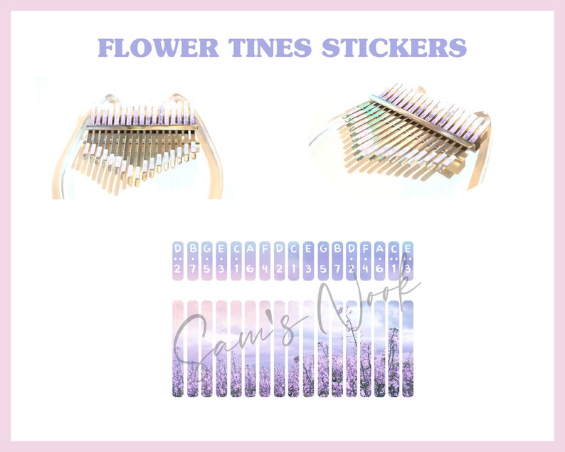 Kalimba Tines Sticker Printable with Flower Background 17 Etsy