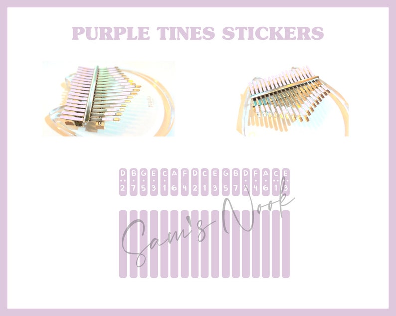 kalimba tines sticker printable pastel purple 17 key