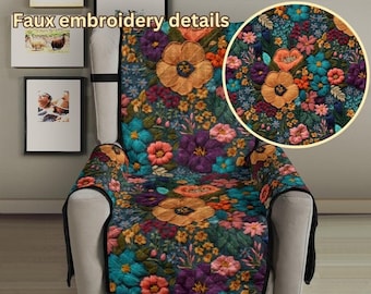 Pokrowiec na sofę Floral, Pokrowiec na sofę 3-osobową, Pokrowiec na sofę 2-osobową, Pokrowiec na fotel rozkładany, Wystrój pokoju Cottagecore, Pokrowiec na sofę dla psów, Wystrój boho