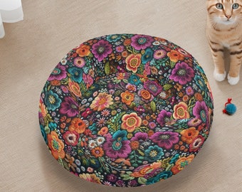 Cat Bed, Colorful Dog Bed, Cute Cat Bed, Calming Cat Bed, Floral Pet Accessories, Floral Small Dog Bed, Washable Pet Bedding, Donut Dog Bed