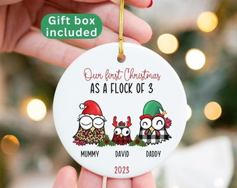 Cute Christmas Chicken Ornament, Family Of 3 Christmas Ornament, Personalized Christmas Ornaments, Funny Christmas Ornament, Chicken Gifts