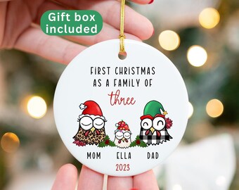 Cute Christmas Chicken Ornament, Family Of 3 Christmas Ornament, Personalized Christmas Ornaments, Funny Christmas Ornament, Chicken Gifts