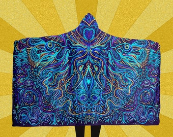 Kapuzendecke, Rave Umhang, Trip-Decke, Trip-Kapuzendecke, Festival-Kapuzenumhang, Sherpa-Decke, Psychedelische Decke, Trippy-Decke