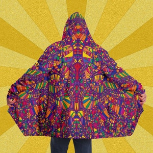 Psychedelic Hooded Cloak, Cloak With Hood, Festival Cloak, Psychedelic Cloak, Rave Cloak, Cloak Men, Trippy Cloak, Dream Cloak, Witch Cloak