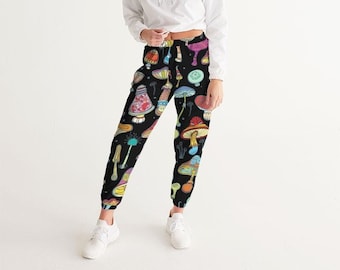 Magic Mushroom Joggers Women, Womens Track Pants, Festival Clothing, Trendy Joggers, Womens Trousers, Trippy Mushroom Pants, Rave Outfit