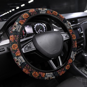 Boho Skulls Steering Wheel Cover, Steering Wheel Cover For Women, Car Wheel Cover, Steering Wheel Cover Boho, Wheel Cover For Car, Car Decor