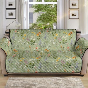 Green cottagecore couch cover