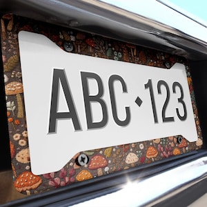 Mushrooms License Plate Frame, License Frame, Car License Plate Frame, License Plate Cover, Car Accessories For Women, Car Accessories Boho