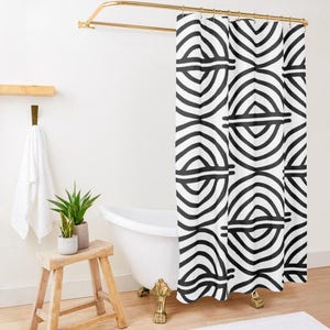 Mudcloth Shower Curtain, Extra Long Shower Curtain, White Shower Curtain, Minimal Shower Curtain, Shower Curtain Boho, Boho Shower Curtain