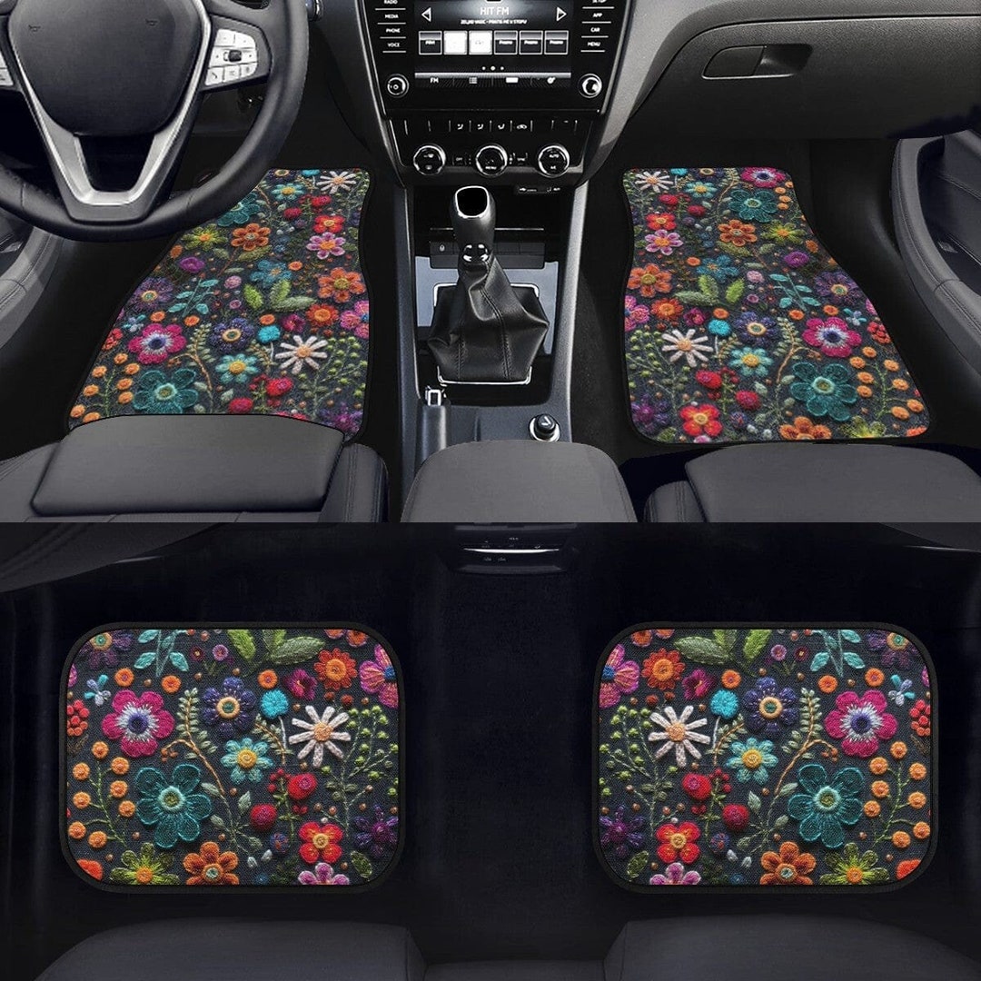 Floral Car Floor Mats, Car Mats Aesthetics, Car Floor Mats for Women
