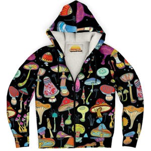 Mushroom Hoodie, Magic Mushroom Zip Hoodie, Zip Up Hoodie Women, Hoodie Men, Rave Gifts Men, Festival Outfit, Mushroom Rave Outfit, Stoner image 2