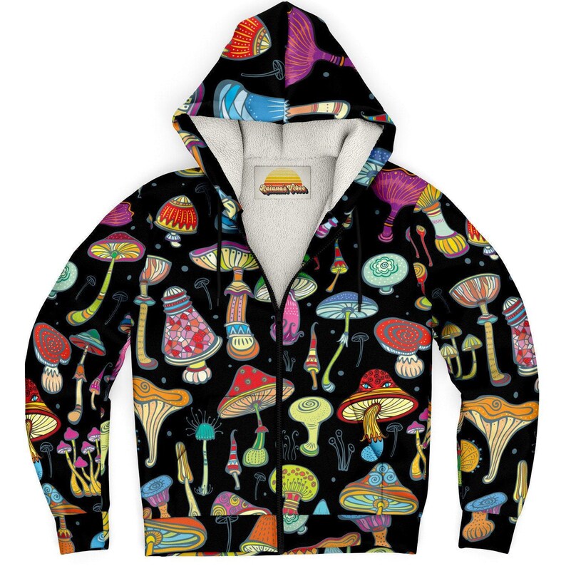 Mushroom Hoodie, Magic Mushroom Zip Hoodie, Zip Up Hoodie Women, Hoodie Men, Rave Gifts Men, Festival Outfit, Mushroom Rave Outfit, Stoner image 2
