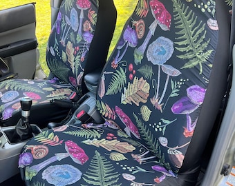 Funda de asiento de coche estilo cottagecore oscuro, fundas de asiento para coche, decoración de setas, juego completo de fundas de asiento para vehículos, accesorios de coche boho para mujer
