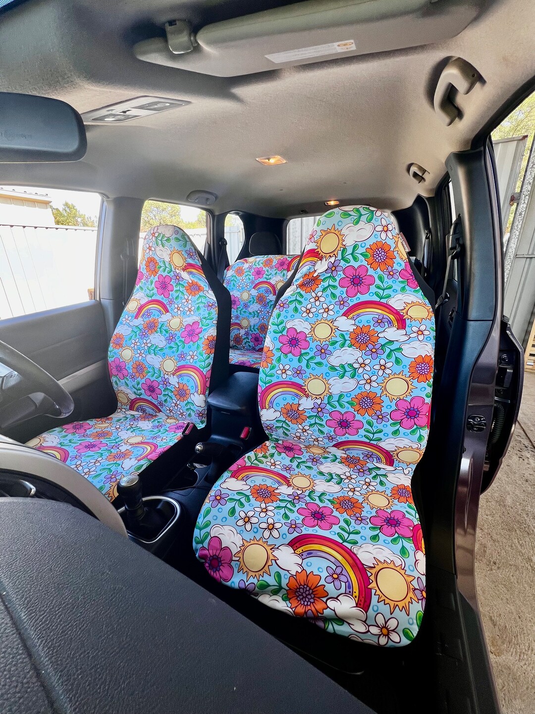 Rainy Chief Rainbow Hot Pink Universal Car Seat Cover With Thickened Back