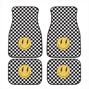 y2k Aesthetic, Preppy Decor, Car Floor Mats, Car Mat, White Checkered Floor Mats For Car, Lightning Bolts, Cute Car Mats, Car Accessories image 5