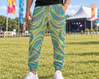 Psychedelic Paisley Joggers Men, Rave Pants, Festival Outfit Men, Trippy Track Pants, Mens Rave Wear