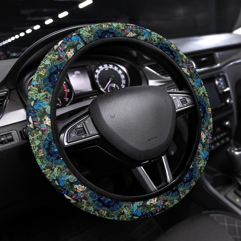 Enchanted Forest Steering Wheel Cover, Steering Wheel Cover For Women, Car Wheel Cover, Steering Wheel Cover Boho, Wheel Cover For Car image 1