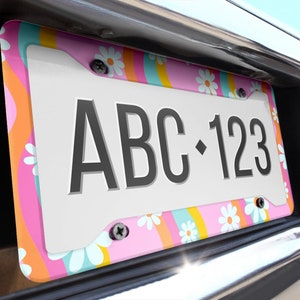 Pink License Plate Frame, License Frame, Car License Plate Frame, License Plate Cover, Car Accessories For Women, Pink Car Accessories Boho
