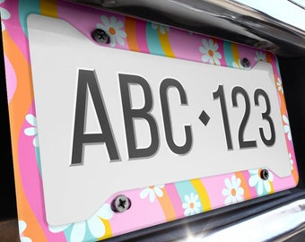 Rosa Nummernschild Rahmen, Lizenzrahmen, Auto Nummernschild Rahmen, Nummernschild Abdeckung, Autozubehör für Frauen, rosa Autozubehör Boho