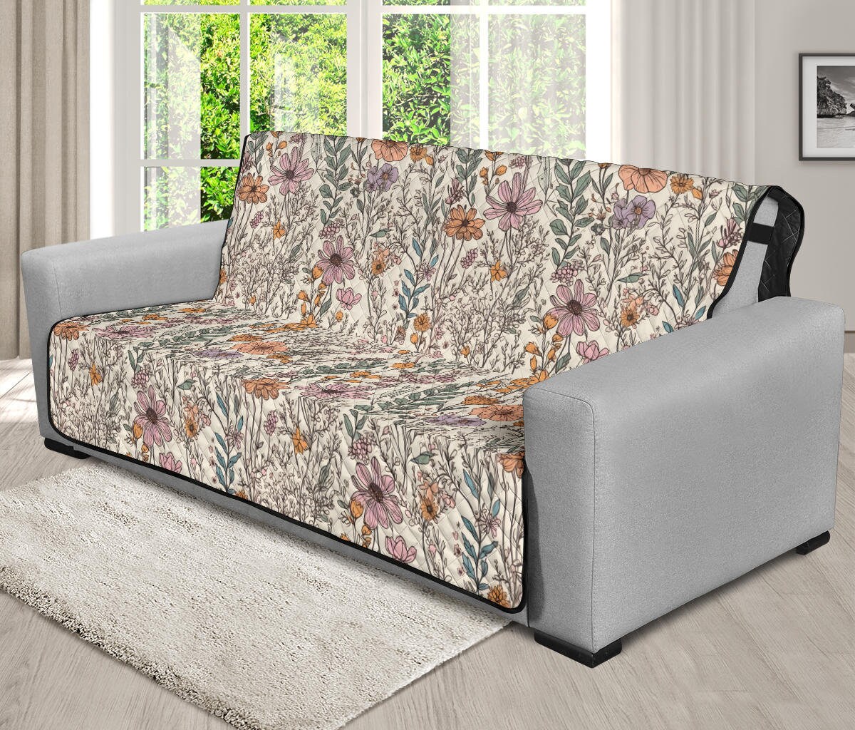 Cottagecore Decor, Meadow Flowers Couch Cover, Couch Cover for 3 Seat ...