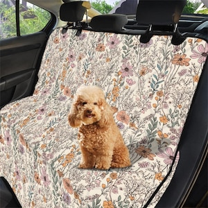 Wildflowers Pet Seat Cover, Dog Travel Seat Protector, Floral Seat Cover For Car, Car Seat Covers Backseat Dog Hammock Cottagecore Car Decor