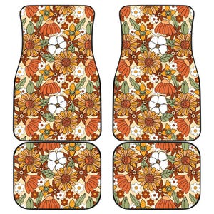 Dywaniki samochodowe Flower Power, Dywaniki samochodowe Hippie, Akcesoria samochodowe dla kobiet, Prezenty dla palaczy, Akcesoria samochodowe w stylu retro, Dekoracje do wnętrz samochodowych, Cottagecore zdjęcie 1