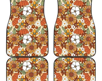 Flower Power Car Floor Mats, Hippie Car Mat, Car Accessories For Women, Stoner Gifts, Retro Car Accessories, Interior Car Decor, Cottagecore