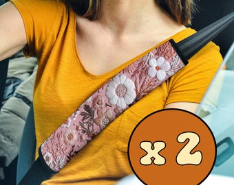 Pink Floral Seat Belt Cover, Seat Belt Cover Cute, Car Accessories For Women Boho, Seat Belt Strap Cover, Cute Car Accessories Interior