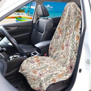 Wildflowers Car Seat Towel, Floral Towel Cover for Car Seat, Waterproof Car Seat Cover for Pets Beach Sports, Universal Fit, Car Gift