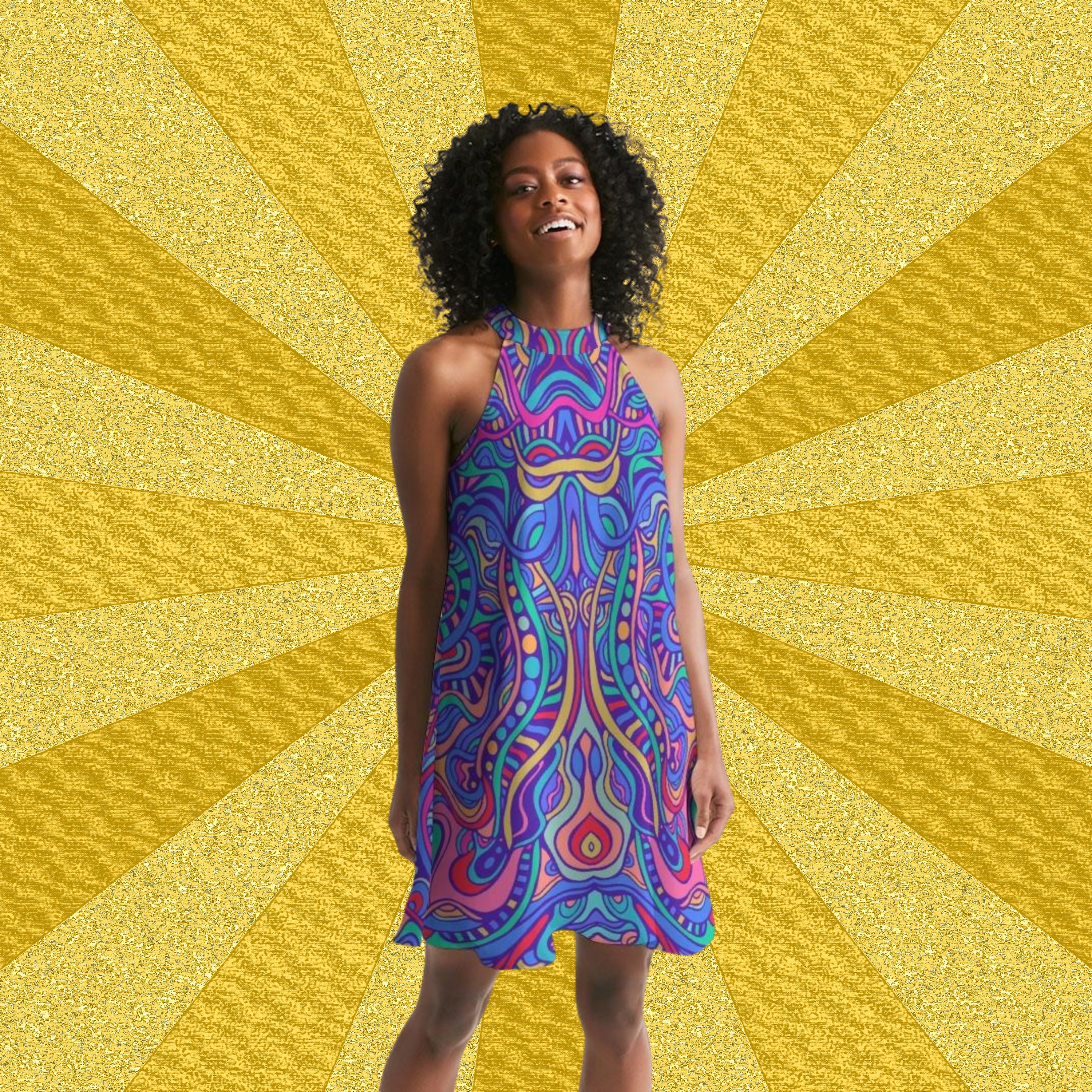 Halter Dress Aesthetic Dress Psychedelic Dress Wedding - Etsy